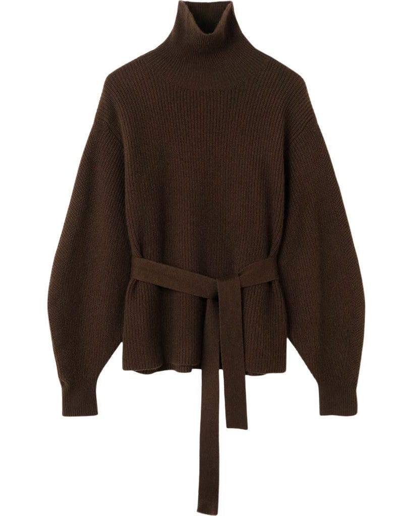 Belted Cashmere Turtleneck