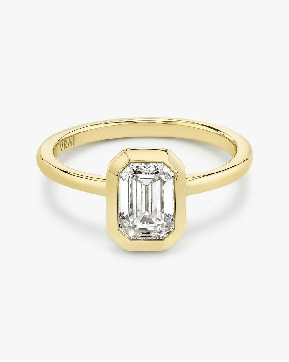 The Signature Bezel Emerald Yellow Gold Engagement Ring