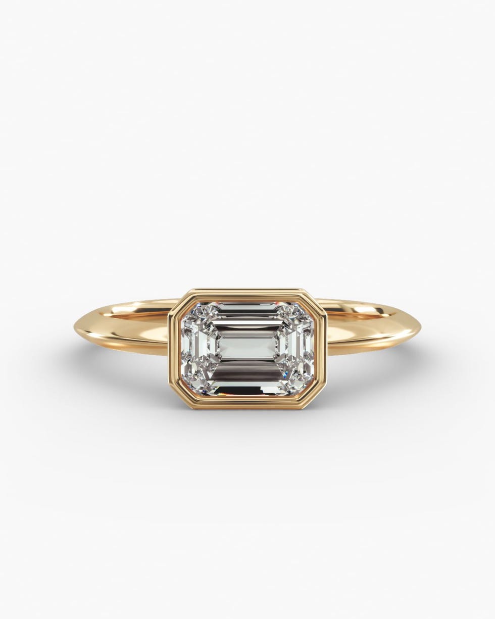East West Knife Edge Bezel Solitaire Engagement Ring