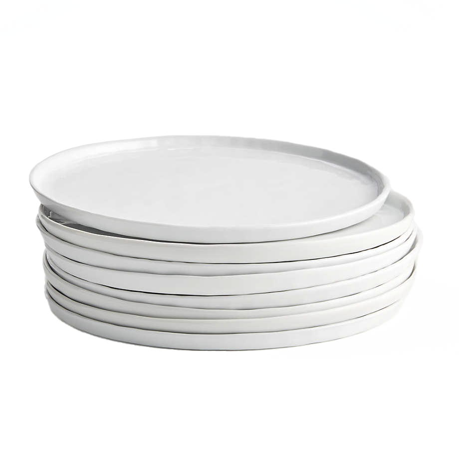 Set of 8 Mercer White Round Porcelain Dinner Plates