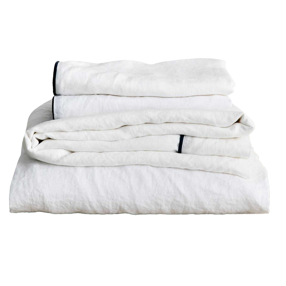 Piped Linen Sheet Set with Pillowcases