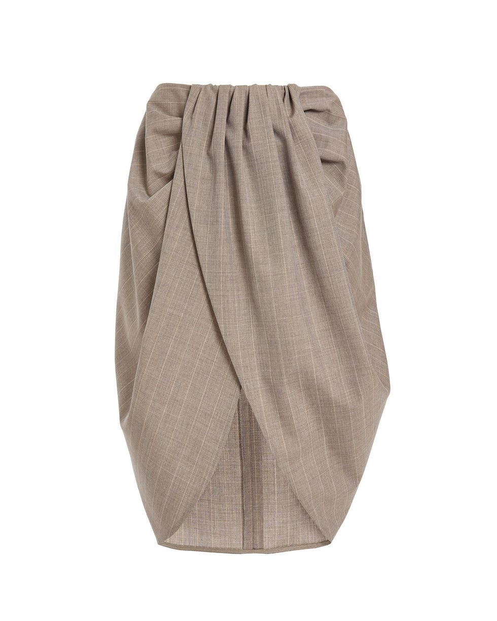 Draped Wool-Melange Midi Skirt