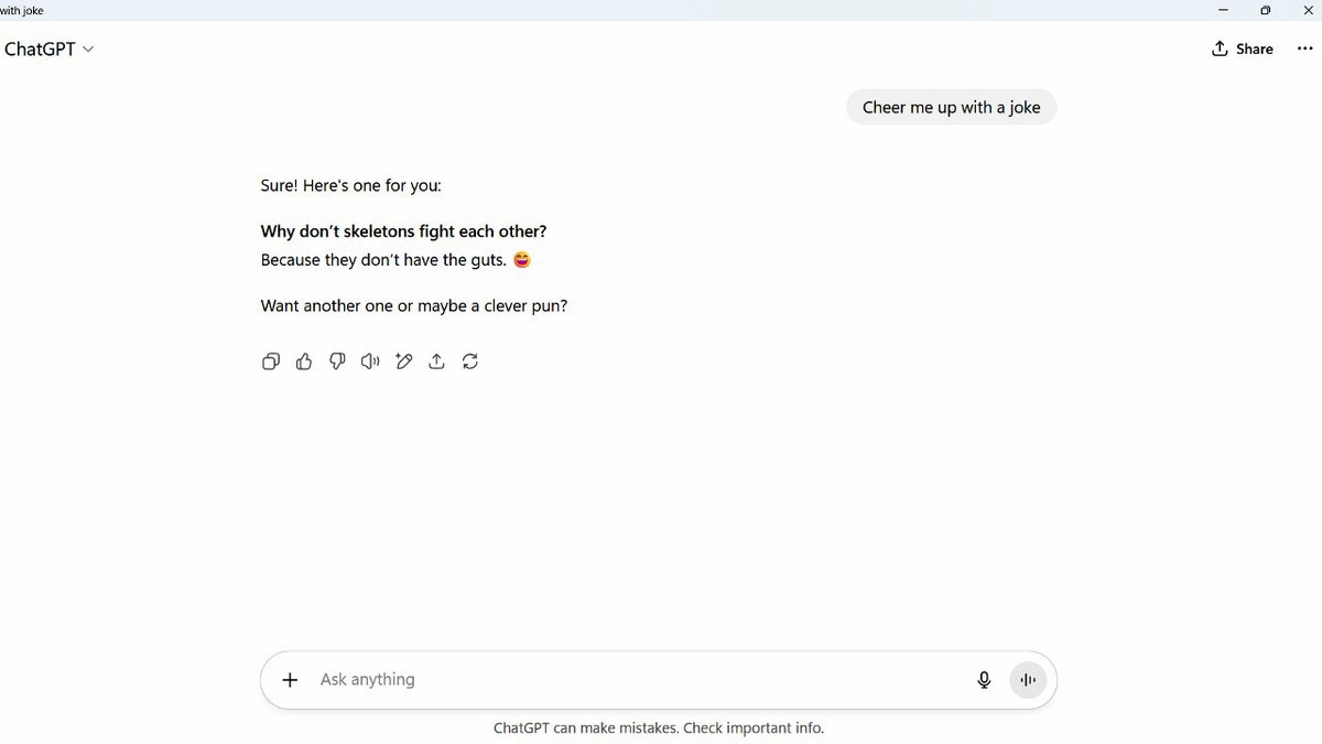 Screenshot of a user asking ChatGPT to 