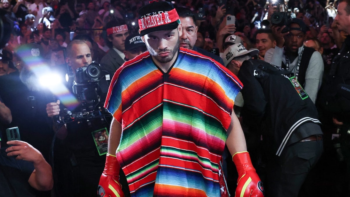 Mexico's Julio Cesar Chavez Jr. arrives for his cruiserweight boxing match against USA's Jake Paul at the Honda Center in Anaheim, California, on June 28, 2025. 
