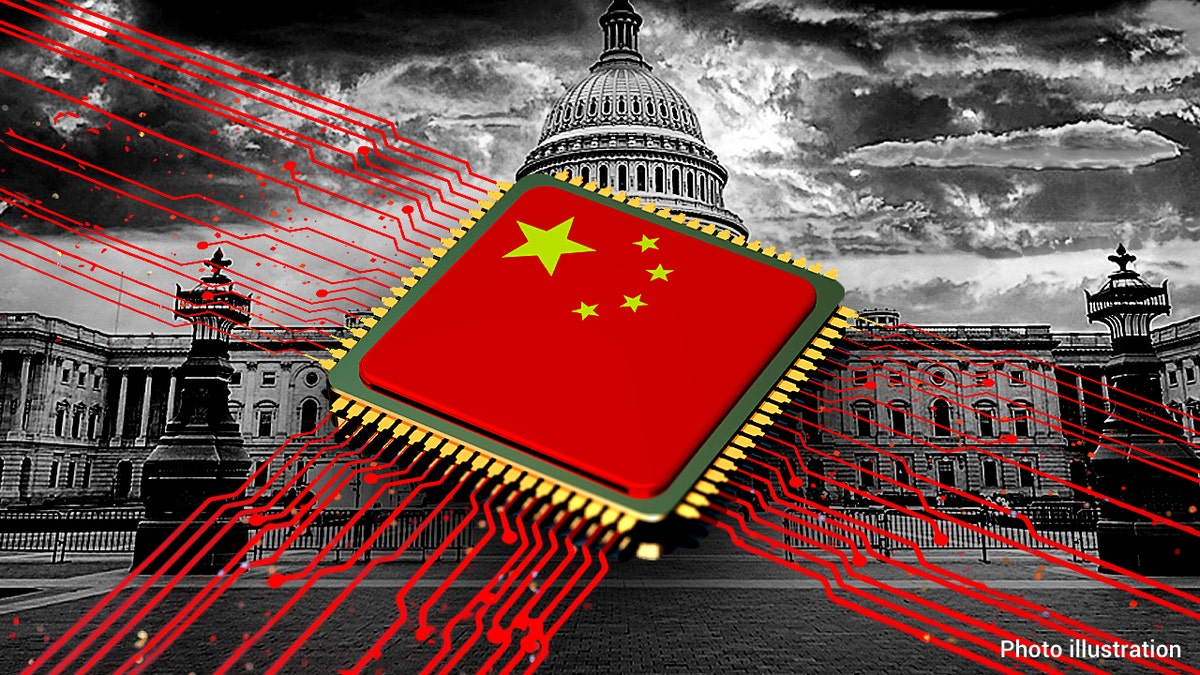 CPU with Chinese flag concept stock