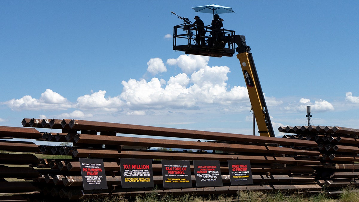 Secret service surveils the desert from land and air along the U.S.-Mexico border on August 22, 2024 south of Sierra Vista, Arizona.