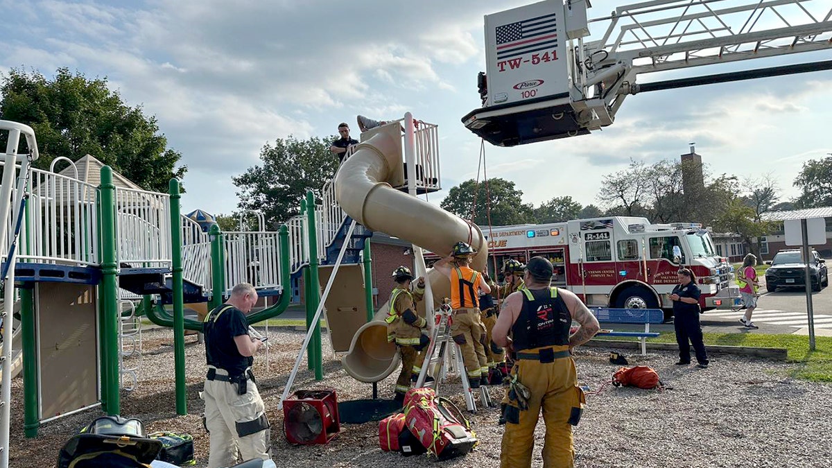 vernon fire responds to man stuck in slide