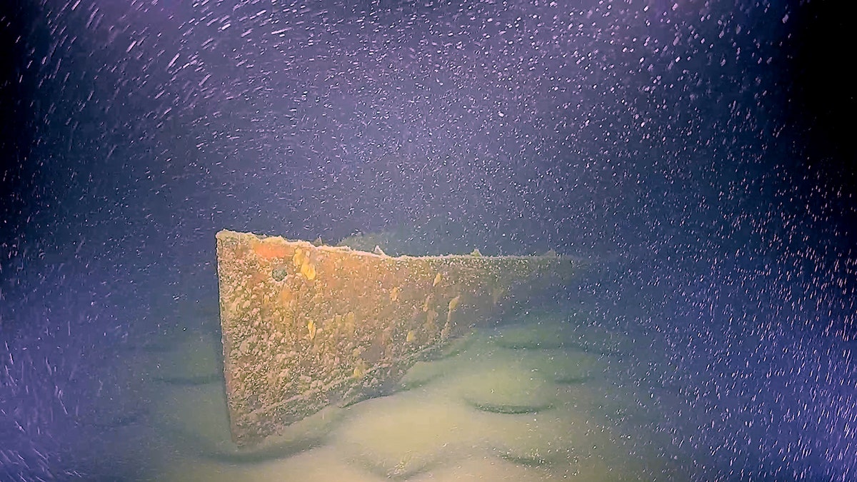 Bow of the hull of the SD Friedrichshafen II on the bottom of Lake Constance.