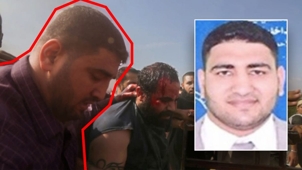 An image of Jihad Kamal Salem Najjar, one ina split image, and another alongside a hostage