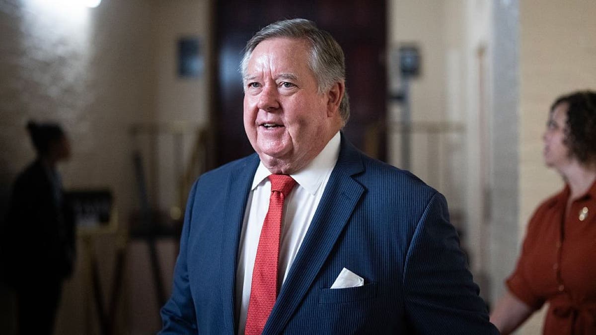 Rep. Ken Calvert, R-Calif., leaves a meeting of the House Republican Conference in the U.S. Capitol on Tuesday, July 22, 2025.