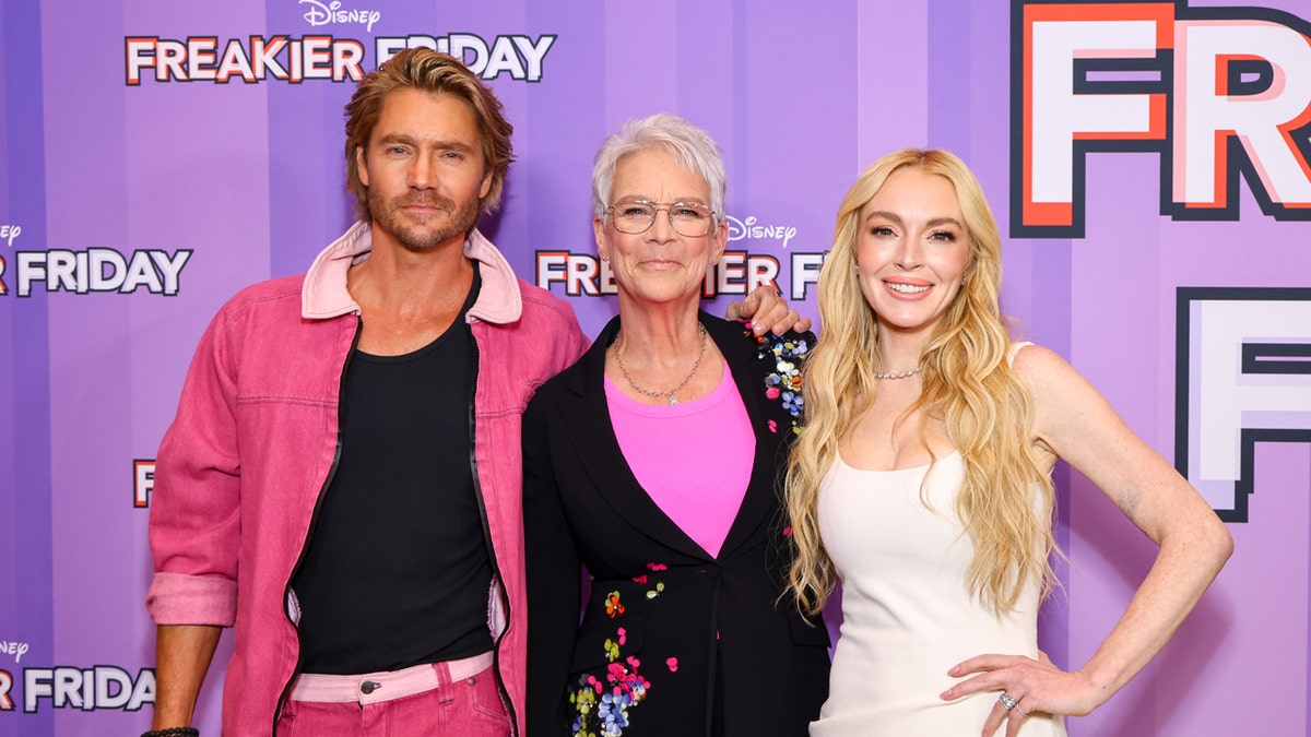 Chad Michael Murray, Lindsay Lohan and Jamie Lee Curtis at the Freakier Friday premiere