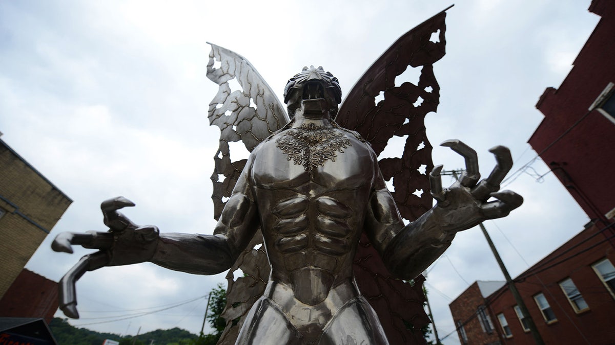 A Mothman statue stands in Point Pleasant, West Virginia