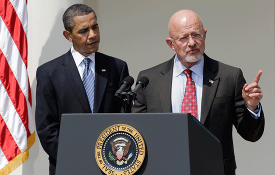 June 5: President Obama announces James Clapper as his choice to oversee the nation's 16 spy agencies as director of national intelligence, during a ceremony in the Rose Garden at the White House in Washington. (AP)