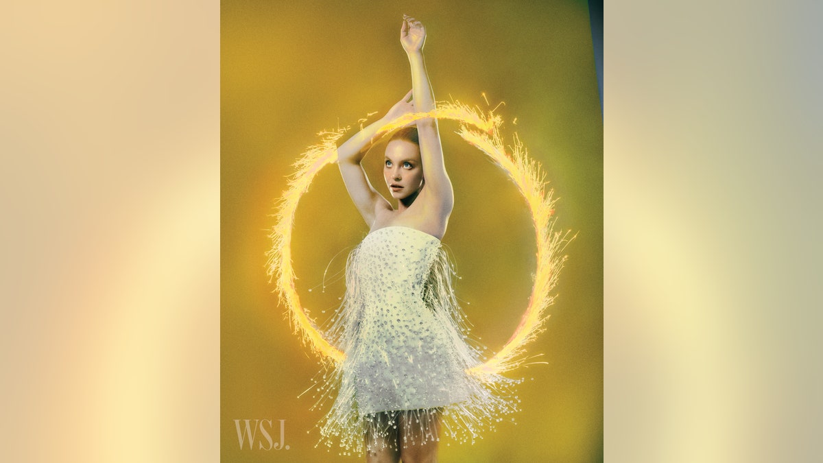 Sydney Sweeney in a white dress for WSJ