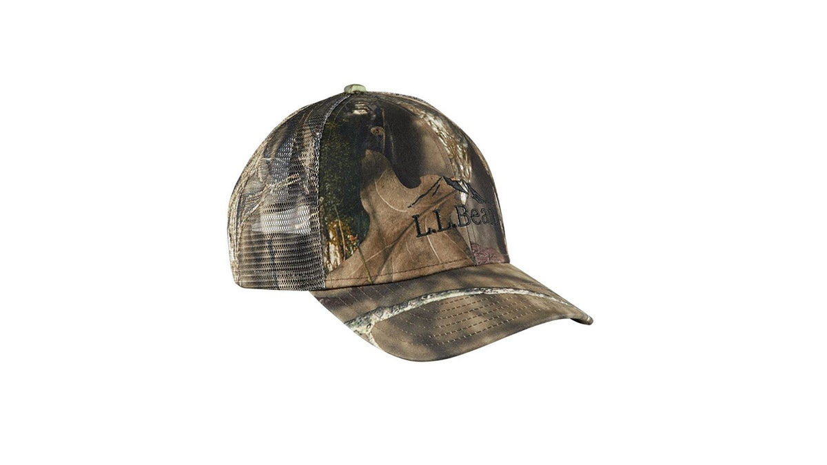 Stay hidden but protected with an L.L. Bean-branded camo trucker hat. 