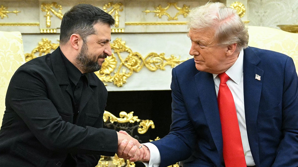 Zelensky and Trump shake hands at White House