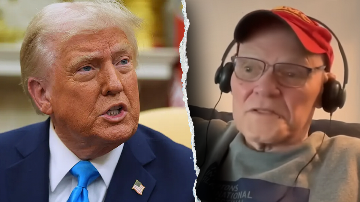 A split photo showing Trump and Carville