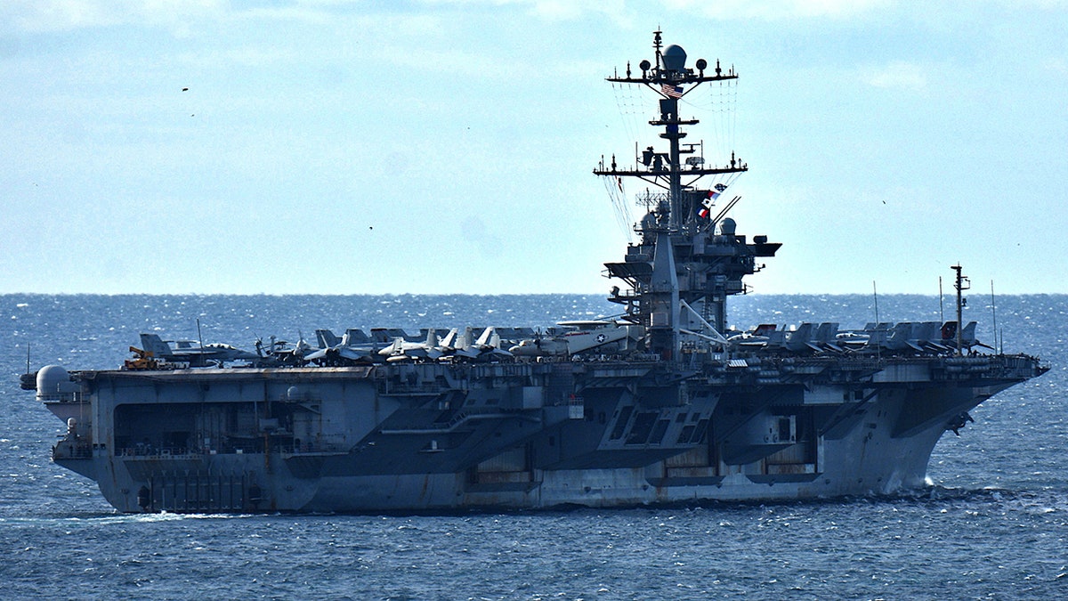 The aircraft carrier USS Harry S. Truman leaves the French Mediterranean port of Marseille on Dec. 3, 2024.