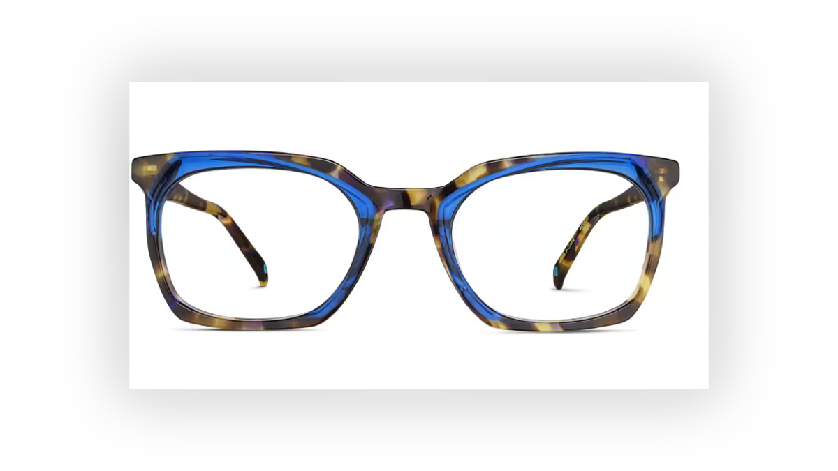 These glasses feature  a unique geometric shape.