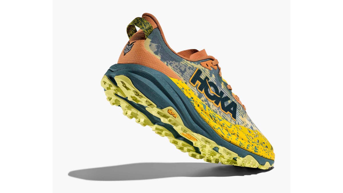 Run anywhere, including trails with these Hoka sneakers. 