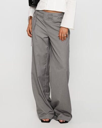 Princess Polly Just Have Fun Wide Leg Pants in Grey at Nordstrom, Size 10
