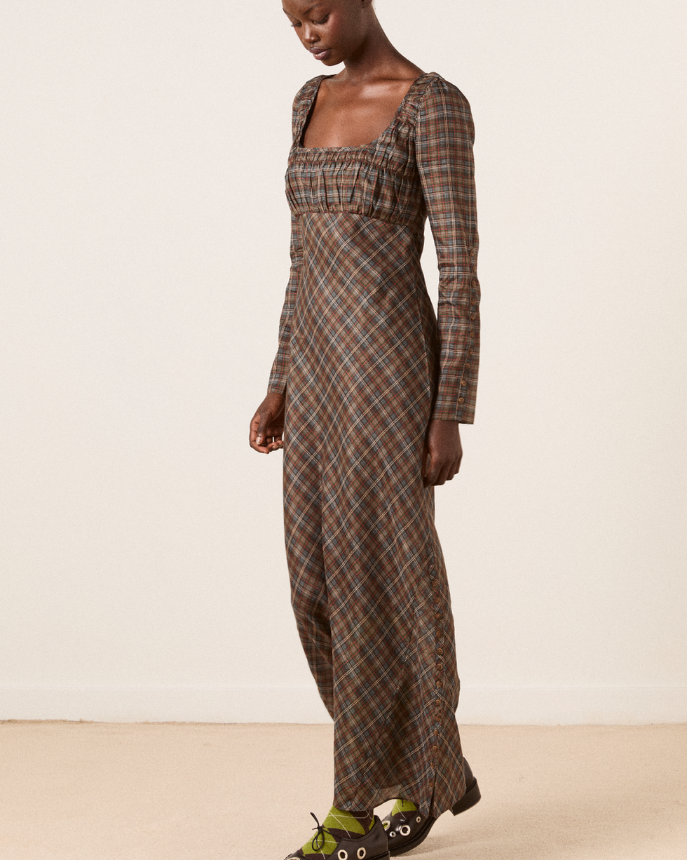 marissa sheer midi dress - multi check