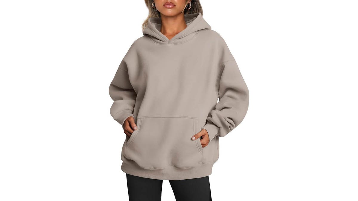An oversized sweatshirt is warm and comfortable. 