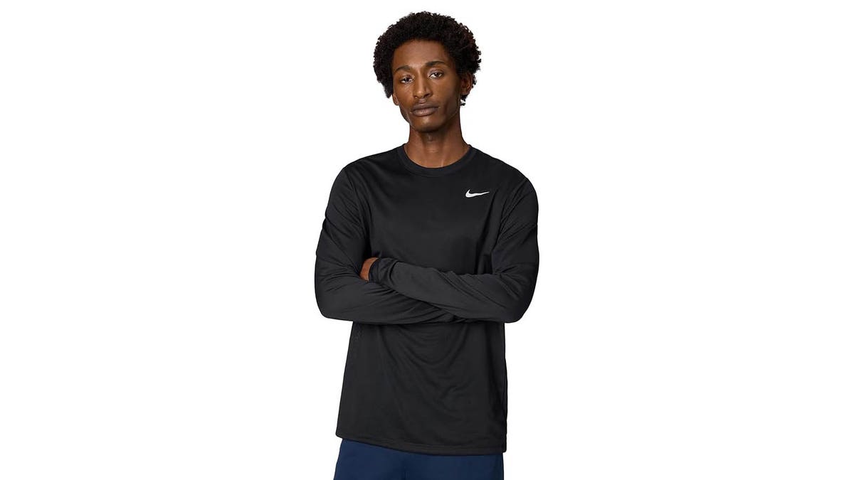 Stay comfortable during all your runs with long-sleeve, sweat-wicking shirts. 