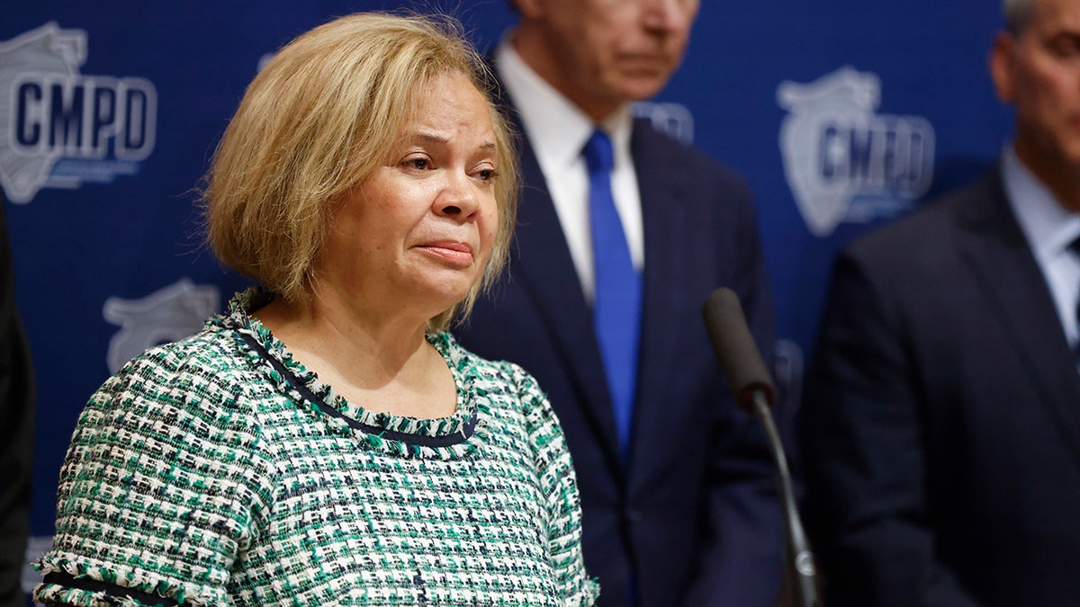 Charlotte Mayor Vi Lyles speaks at a press conference in Charlotte