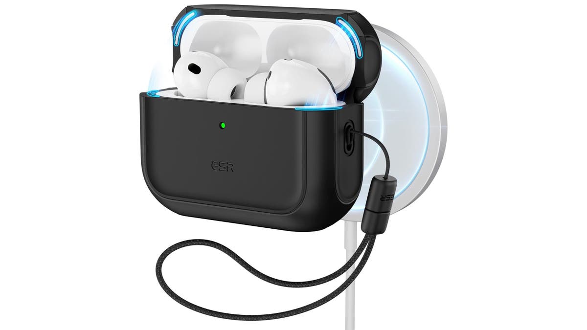 This AirPods Pro 3 case includes a slot for attaching a lanyard.