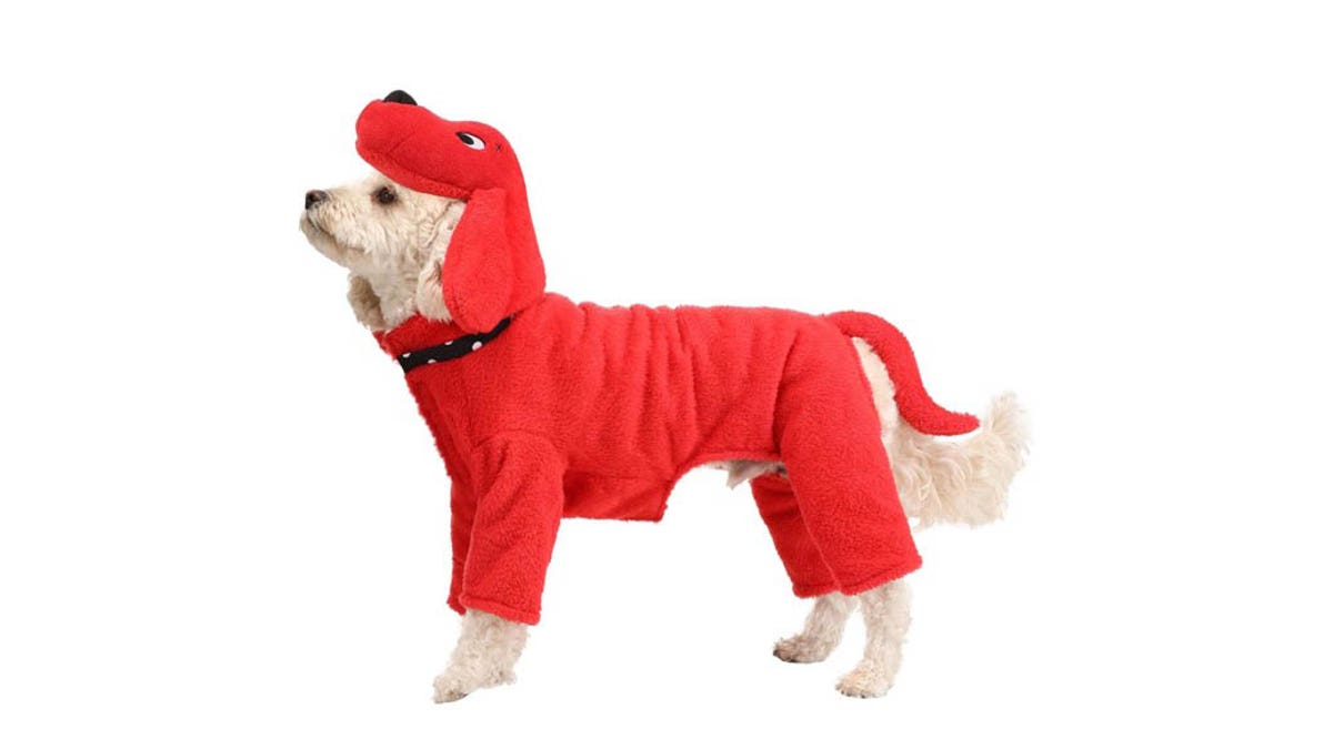 Turn your puppy into a giant dog with this Clifford costume. 