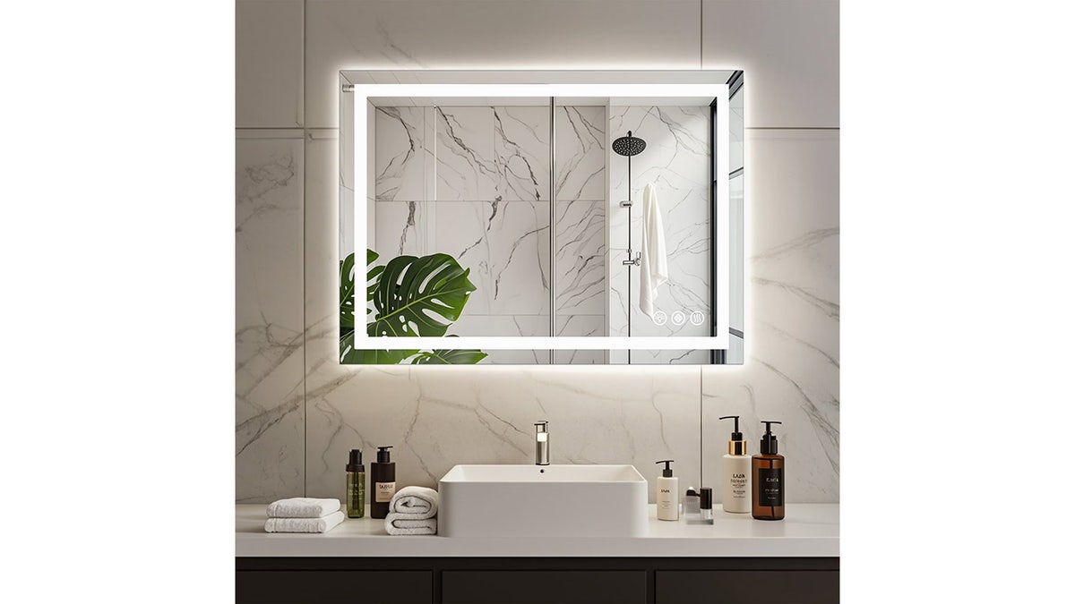 Update your vanity with an anti-fog, LED mirror.