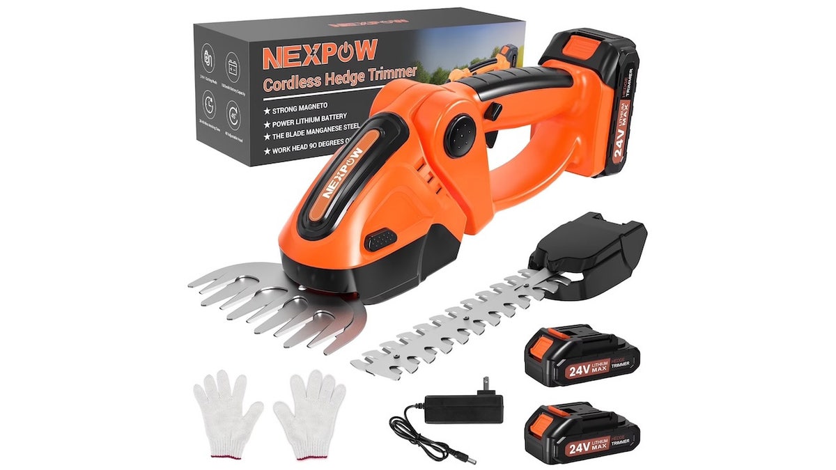 Use this tool for trimming grass and shaping hedges.