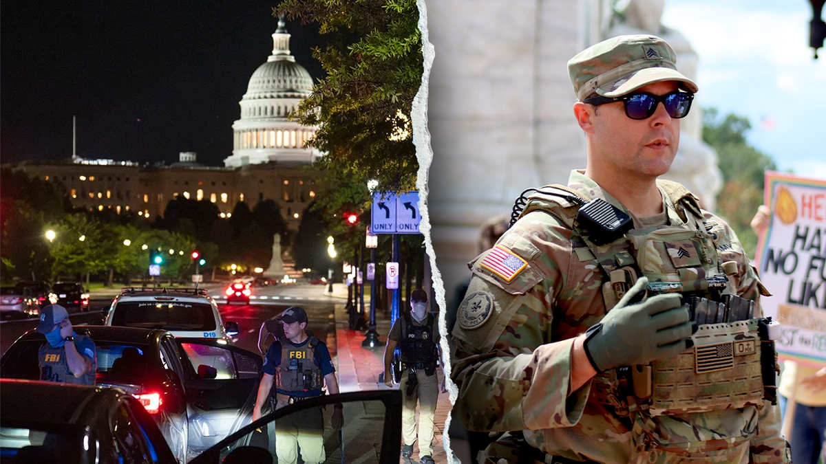 Washington, D.C., federal agents and National Guard soldier at Union Station