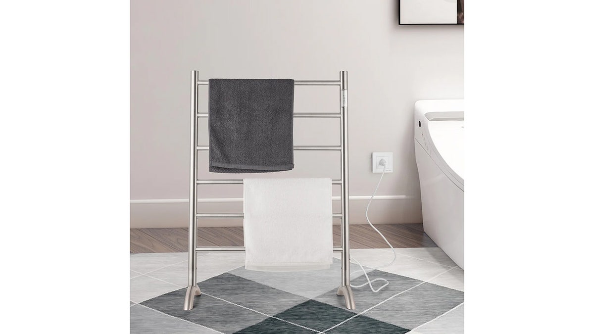 A freestanding towel warmer is easy to install and adds a level of luxury to your space.