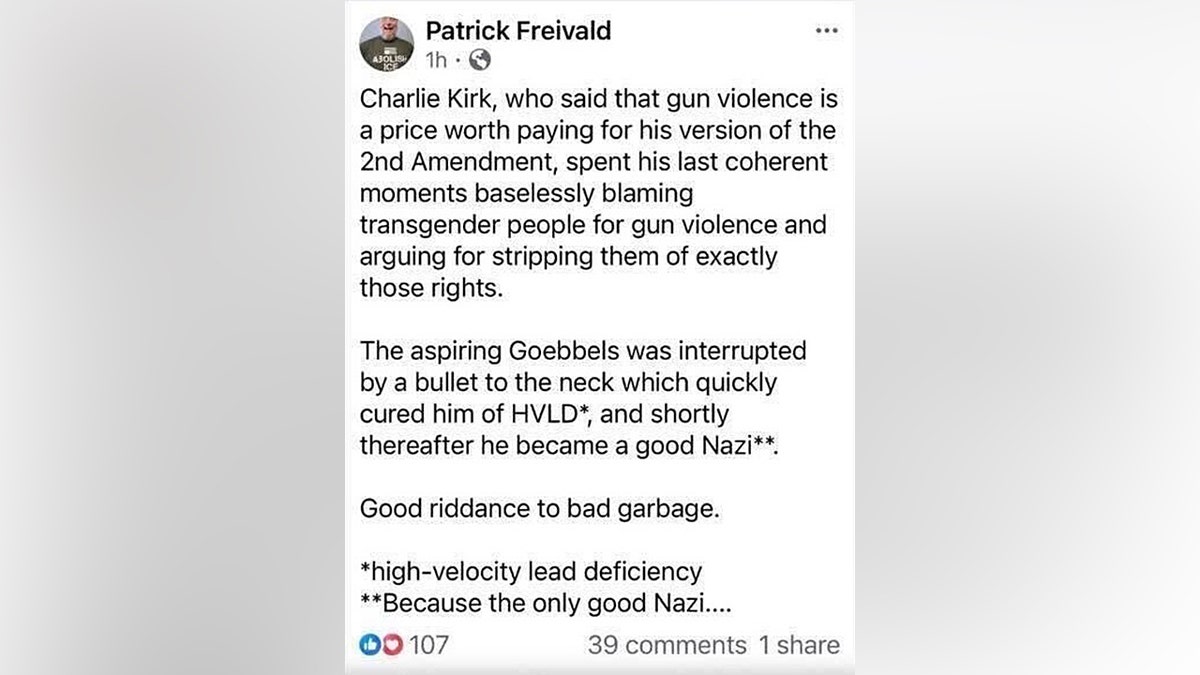 Facebook post by New York teacher mocking Charlie Kirk assassination