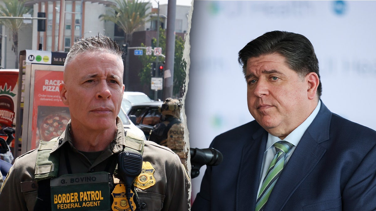 Operation Midway Blitz commander Gregory Bovino (left) and Illinois Democratic Gov. JB Prtizker (right)