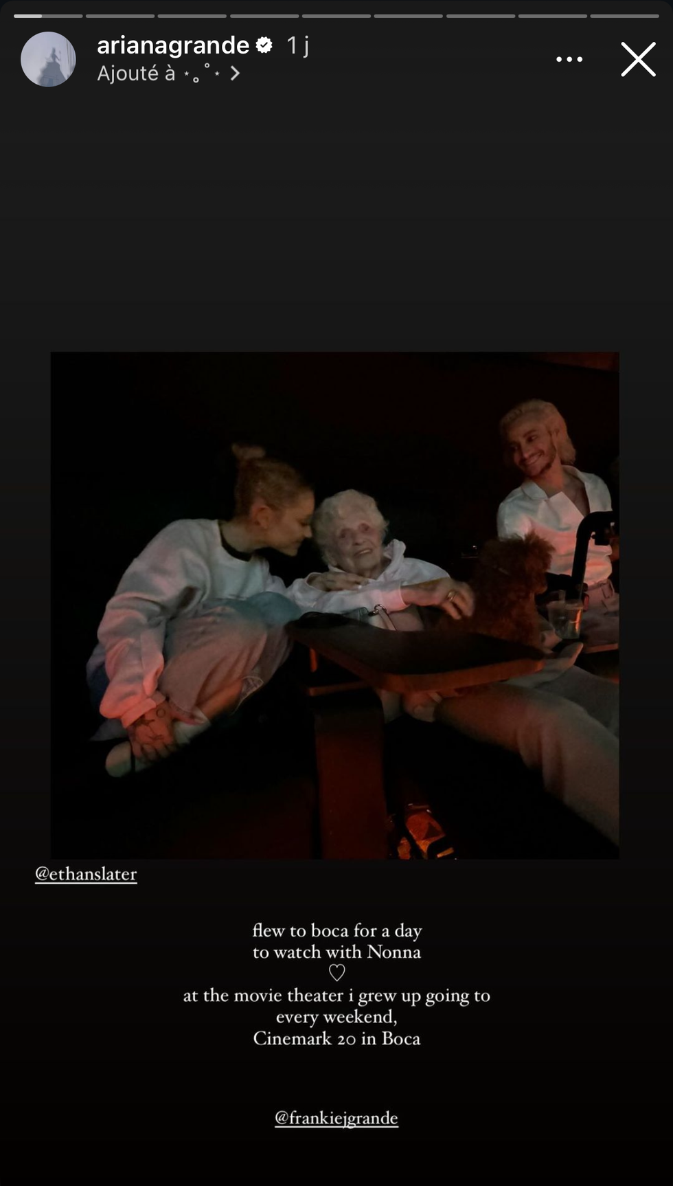 ariana grande and ethan slater's family screening