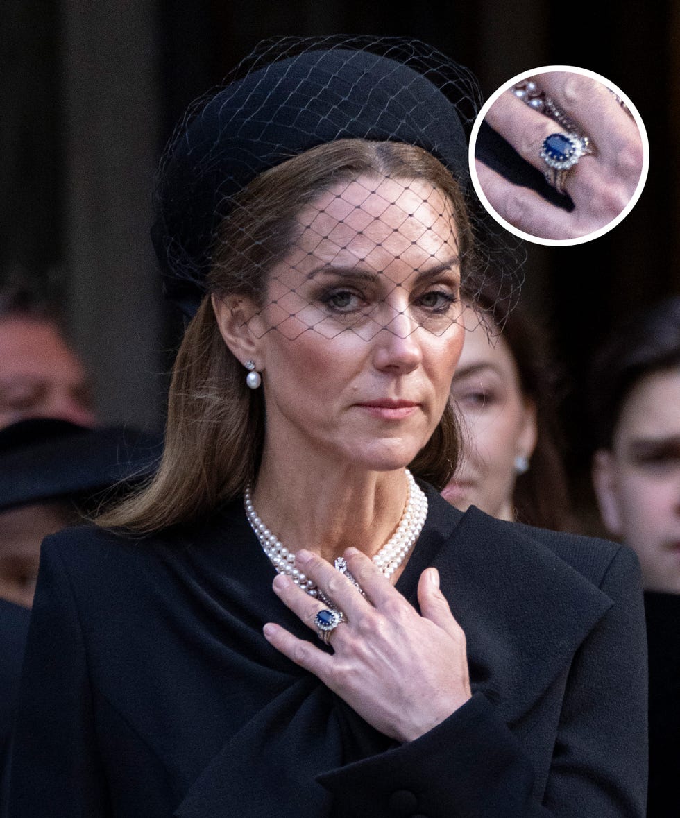kate middleton showing her fivering stack