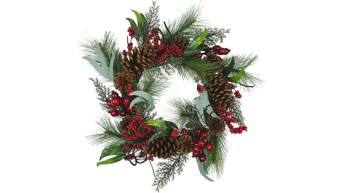 This wreath measures 20 inches in diameter