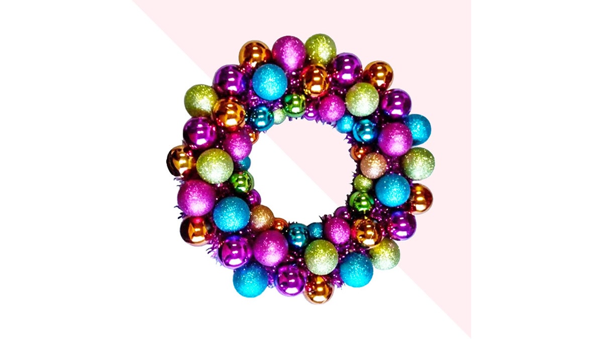 Use this Christmas ball wreath inside your home.