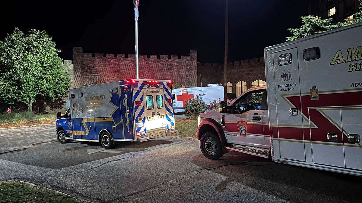 Ambulances parked outside hotel