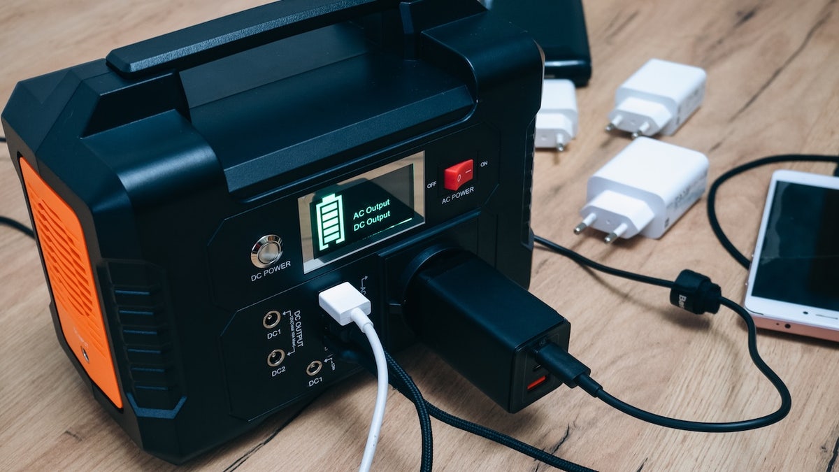 lithium Portable Power Station is charging laptop smartphones