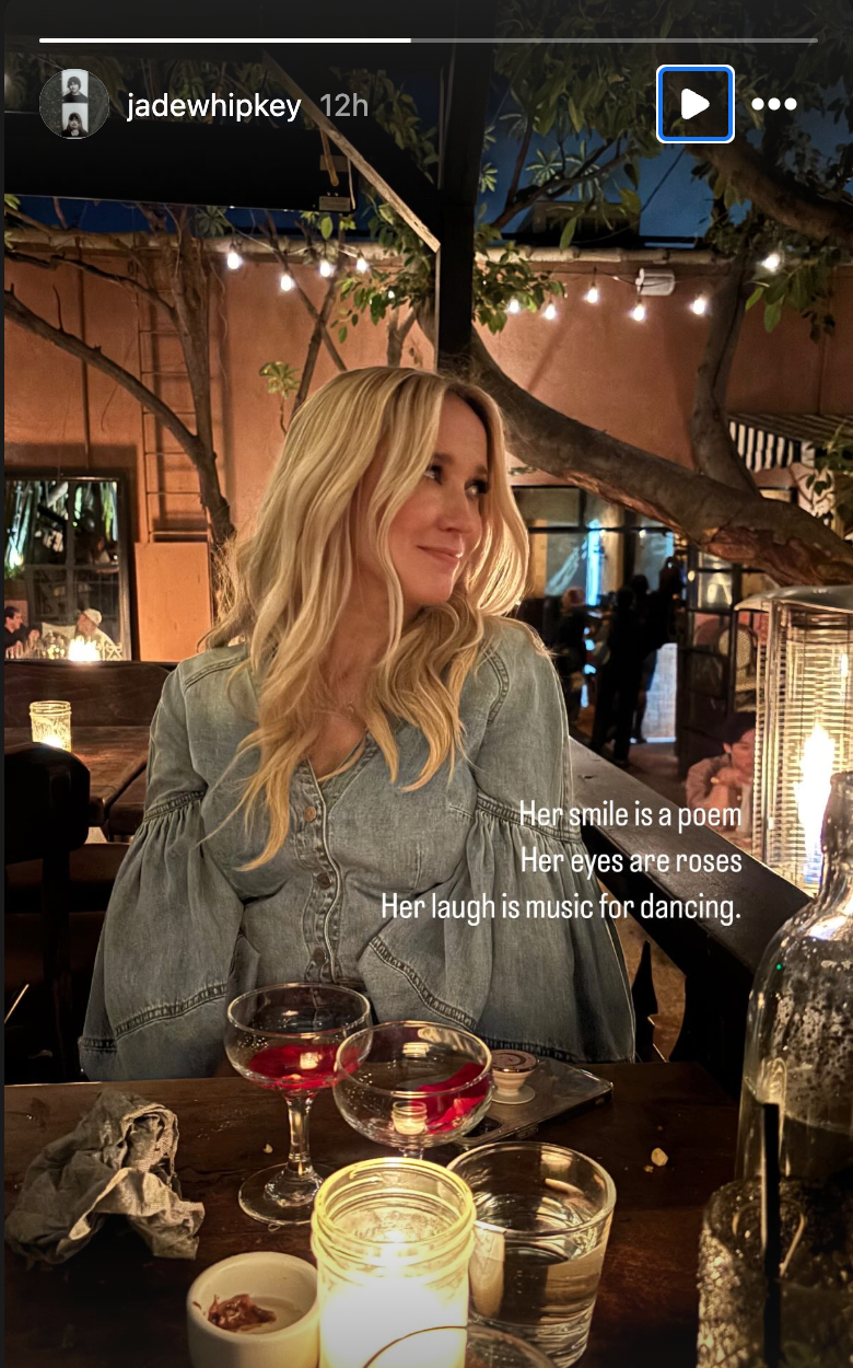 jade whipkey posted an instagram story of anna camp