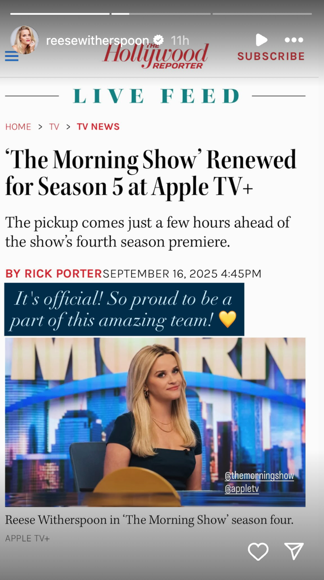 announcement of the morning show renewal for season 5