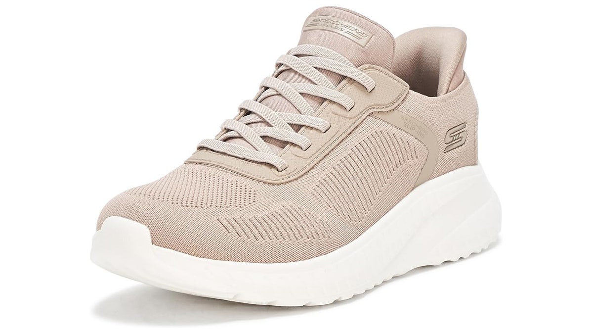 These Skechers are easy to slip on and off. 