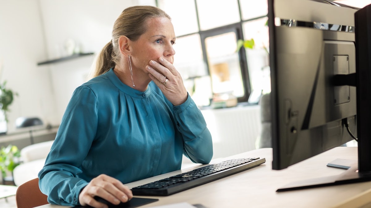 Woman stressed at work