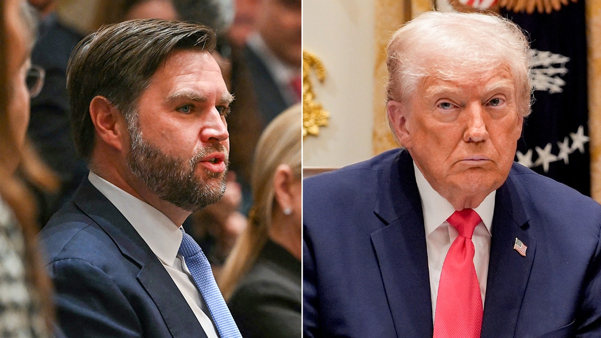 Vice President JD Vance and President Donald Trump in a split image