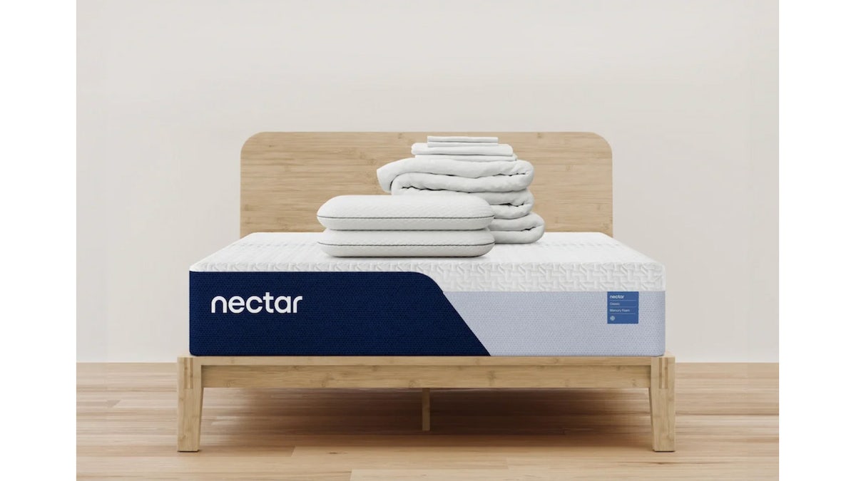 Included in the set is a mattress, frame and bedding set.