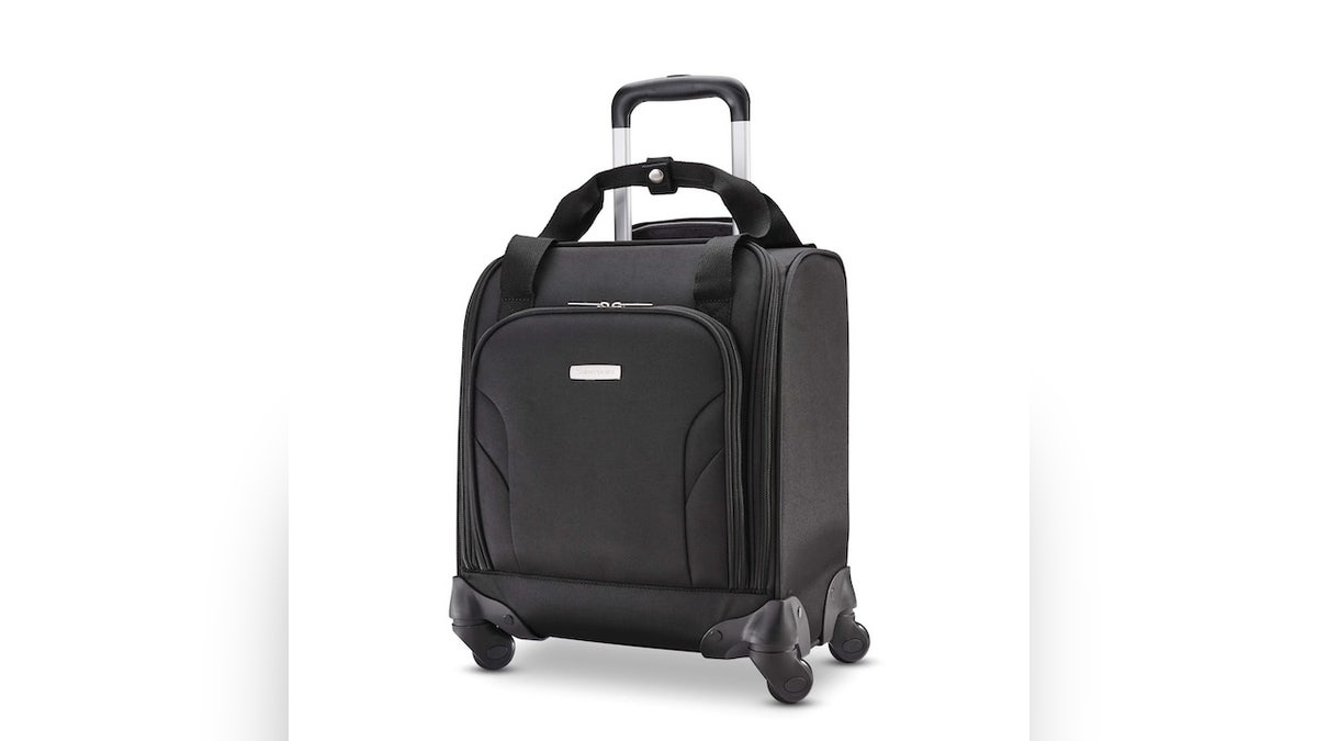 This bag features a USB port and roomy storage.